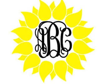Download Sunflower monogram decal | Etsy