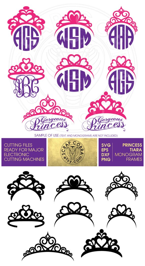 Download Princess Crown Tiara Monogram Frames Digital Vector by ...