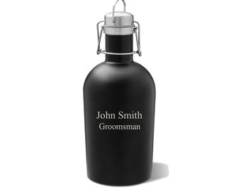 Personalized Black Matte Beer Growler - Stainless Steel Growler - Groomsmen Gifts