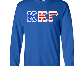 Kappa Kappa Gamma American Flag Twill Long Sleeve Tee