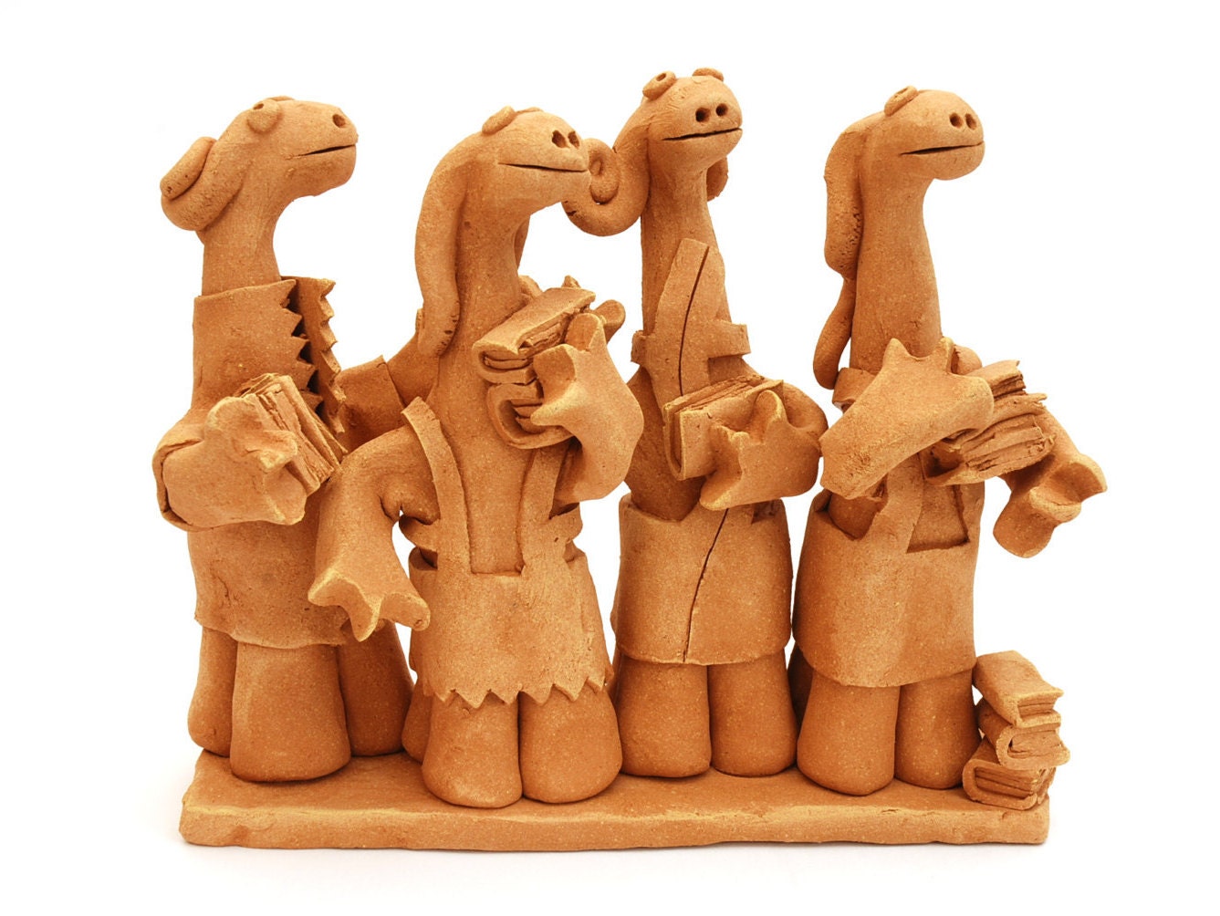 Ceramic book art sculpture Clay Readers unique writer gift