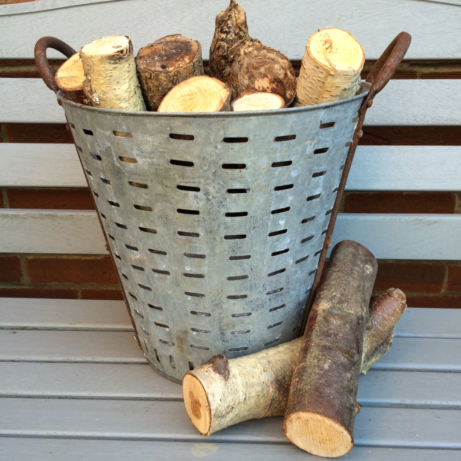 RESERVED FOR ROSS Rustic French Metal Olive Basket Metal