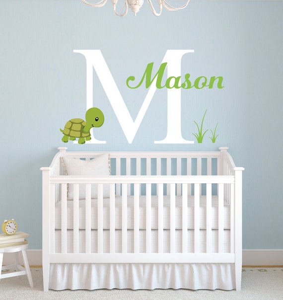 Custom Name Wall Decal Turtle Wall Decal Monogram Baby