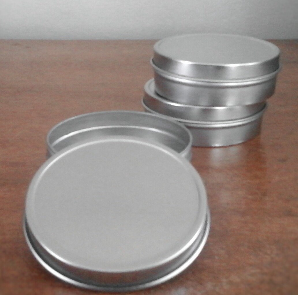 2 oz Flat Metal Tin. 10 Wholesale. Made in USA. Seamless Tin.