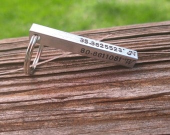 Personalized Coordinate Keychain | Custom Latitude Longitude Keychain | Custom Bar Keychain | Custom Coordinates Gift | Custom Keychain