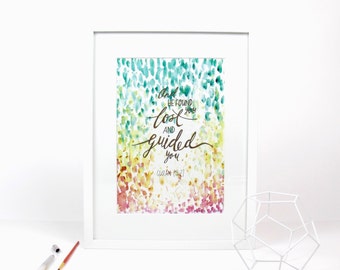 Guided- Watercolour Islamic Wall Art Print with Quran quote A4