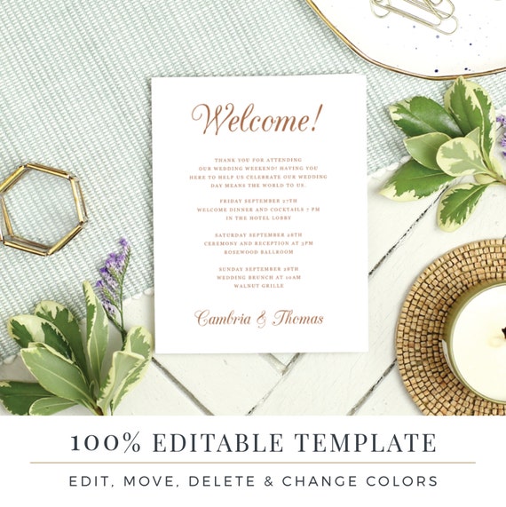 Template Guest Bag Card Hotel Card Word or Pages