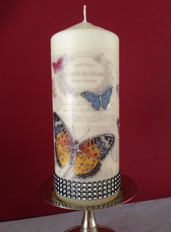 Decorated Candle Butterfly candle Birthday Mother's