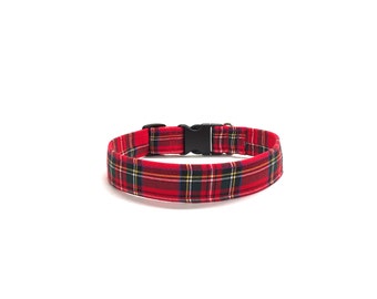 Holiday Plaid Dog Collar, Christmas Dog Collar