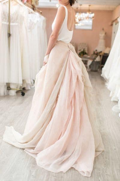 Chiffon wedding dress bustle