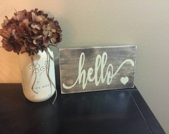 Rustic Wood Sign, Hello Sign, Rustic Hello Sign, Wooden Sign, Rustic Decor, Rustic Home Decor, Wood Sign, Rustic Sign, Rustic Wall Decor