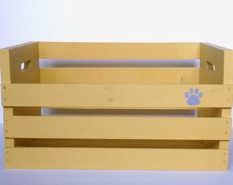 Personalized Toy Box - Yellow w/Gray Paw Print
