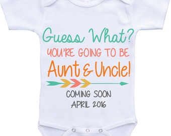 Aunt and Uncle Pregnancy Announcement Onesie Uncle and Aunt Pregnancy Reveal baby Going to be Aunt and Uncle Birth Announcement Shirt
