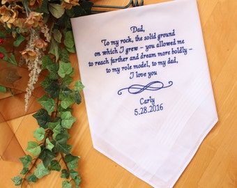 Dad Handkerchief, Father of the Bride hanky, wedding gift for dad, infinity design, motif, Wedding favor, Father's day gift. MS1F23