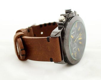 Leather Watch Strap Brown Men's Leather Watch Strap 22mm 24mm 26mm Watch Strap Leather Wristwatch Strap watch strap Leather watch band