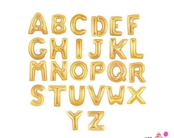 16" Gold Custom balloon/banner. Custom letters. Gold letter balloons. Gold 16" letter balloons. Gold word balloons.