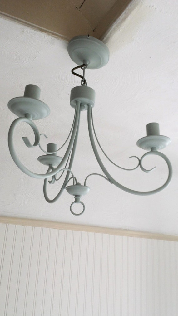 Duck egg ceiling light fixture chalk paint and wax