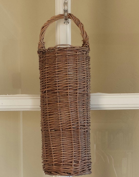 Wall basket narrow hanging rustic wall basket by Frontdoorsinbloom