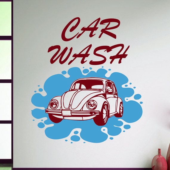 Wall Decal Vinyl Sticker Car Wash Sign Passenger Machine Retro