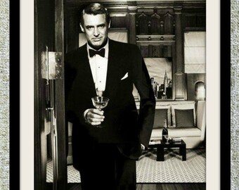 Cary Grant photograph, vintage photo print, classic Hollywood photograph, black and white print, boho wall decor
