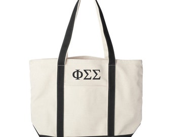 Phi Sigma Sigma Large Canvas Tote Bag, Phi Sigma Sigma Beach Bag, Phi Sigma Sigma College Book Bag, Phi Sigma Sigma Tote
