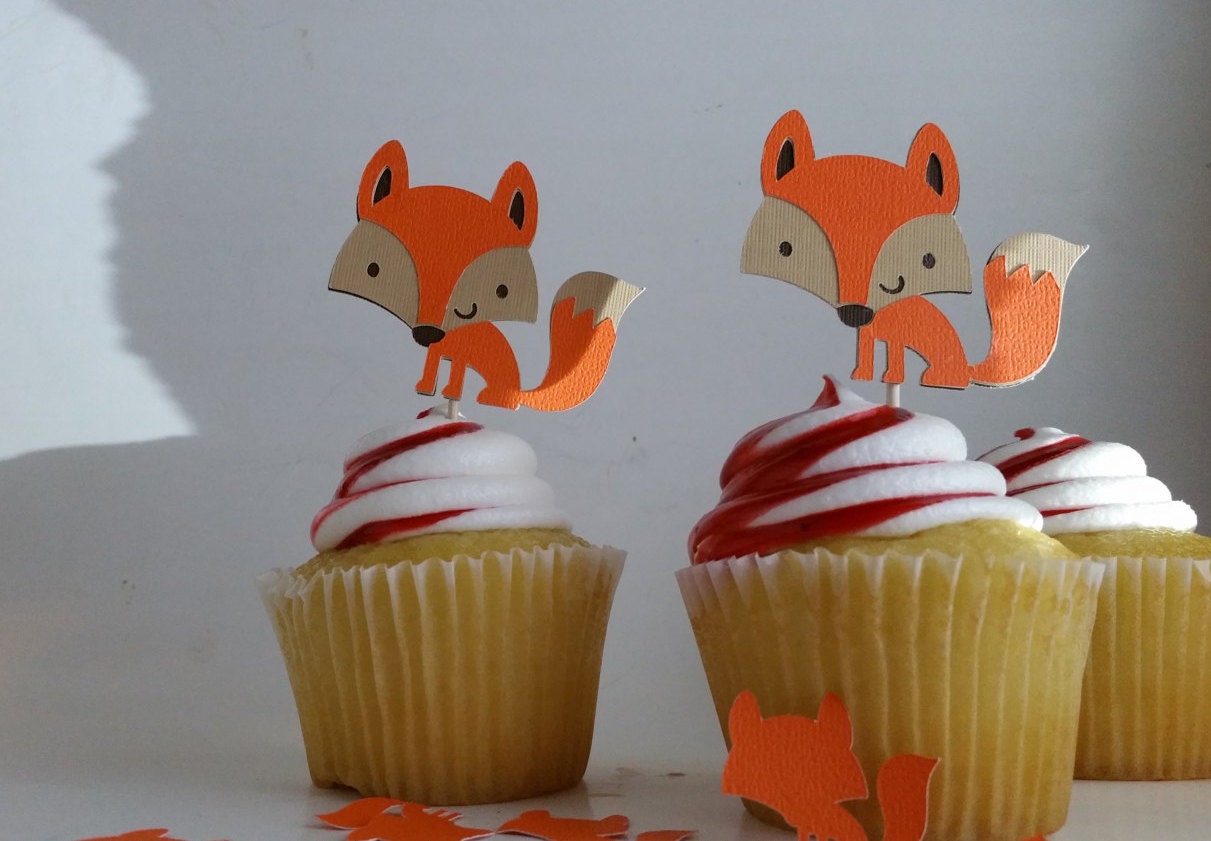 fox cupcake topper woodland paty decorations fox cake