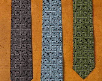 Maze Tie - Labyrinth Necktie - Men's Gift - Unique Ties - Screen Printed Neck Tie - Brick Wall