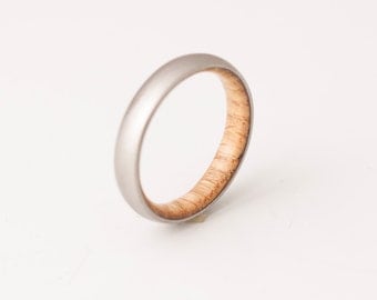 Titanium and White Oak // Mens Wood Rings //wood Wedding Band //Men's wedding Band