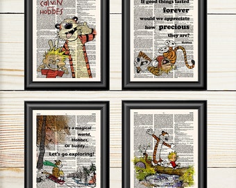 Calvin and Hobbes, Childrens Book Prints, Nursery Gift, Kids Room Decor