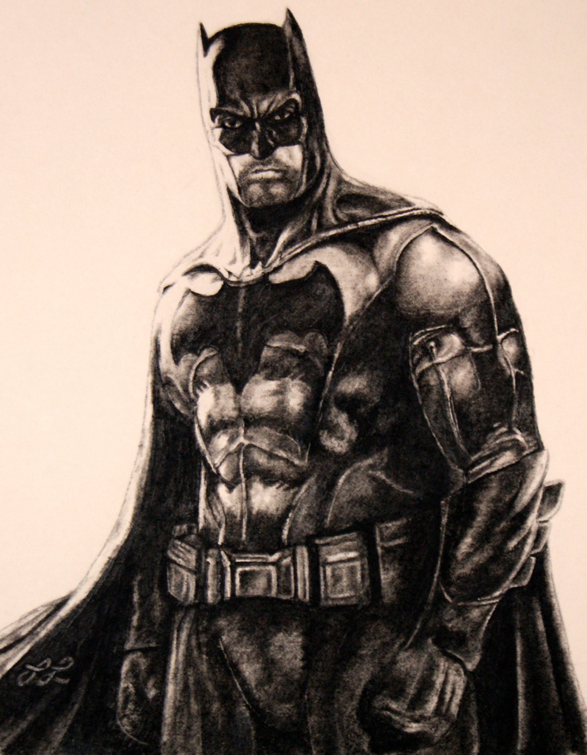 Original Batman Charcoal Drawing 8x10 Inches by LatashaDraws