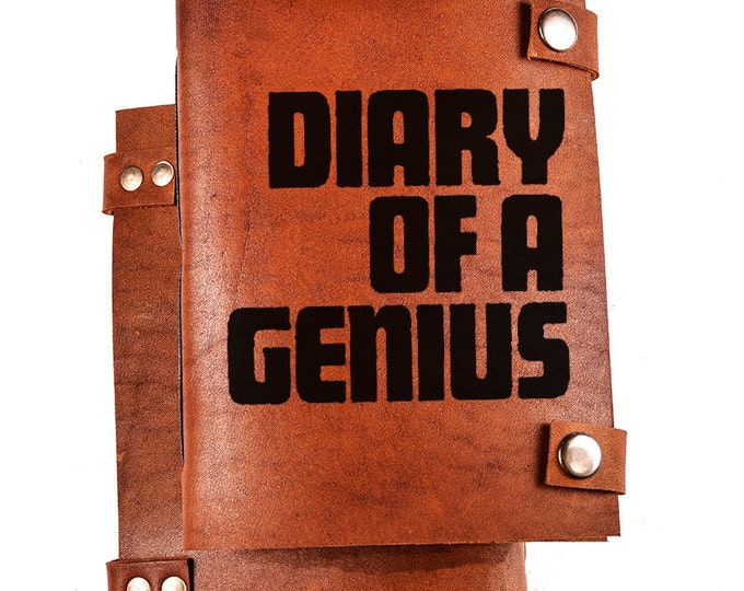 Leather Notebook - Diary of a genius - Notebook gift - Gift for him - Gift for her - Personalized journal - Custom notebook