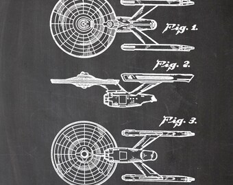 USS Enterprise, spaceship, Star Trek, patent print, wall art, print A4, spaceship, vintage paper, blueprint, toys