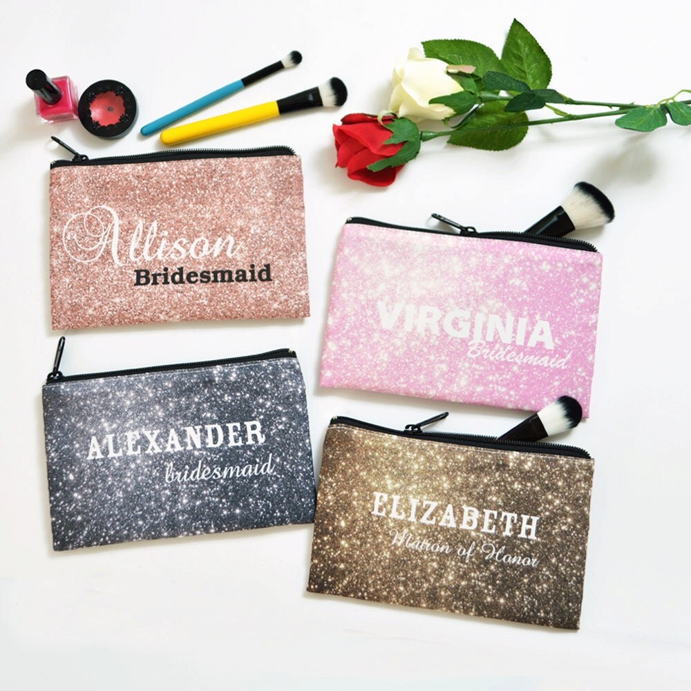 personalized cosmetic bag bridesmaid gift by WeddingByEmma on Etsy