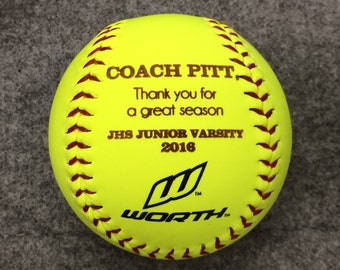 Personalized Softball, Softball Coach Gift, Custom Message Softball, Softball Dad, Softball Mom, Softball Gift, Fathers Day, Birthday