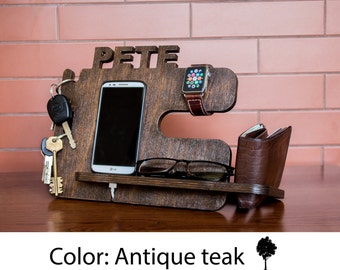 Personalized docking station - Android, iPhone charging stand, gift idea - Mens, boyfriend charging dock