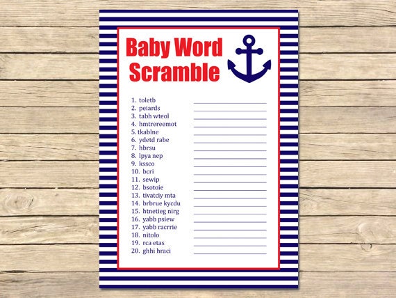 y printable words Baby Word Nautical Red Game Scramble Printable Word Nautical