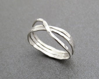 Valentines day gift, Unique Silver ring, Silver band, infinity ring, Hammered ring, silver wedding ring, handmade ring, silver infinity ring