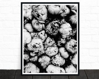 Peony Print, Flower Print, Peony Art, Black and White Poster, Black and White Photography, Minimalist Photos, Floral Print, Printable Art
