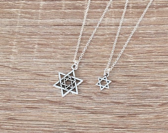 Star of David Pendant, Jewish Necklace, Israel Jewelry, Bar Mitzvah Gift, Little Magen Star Charm, Judaica, Hebrew, Kabbalah, Antique Silver