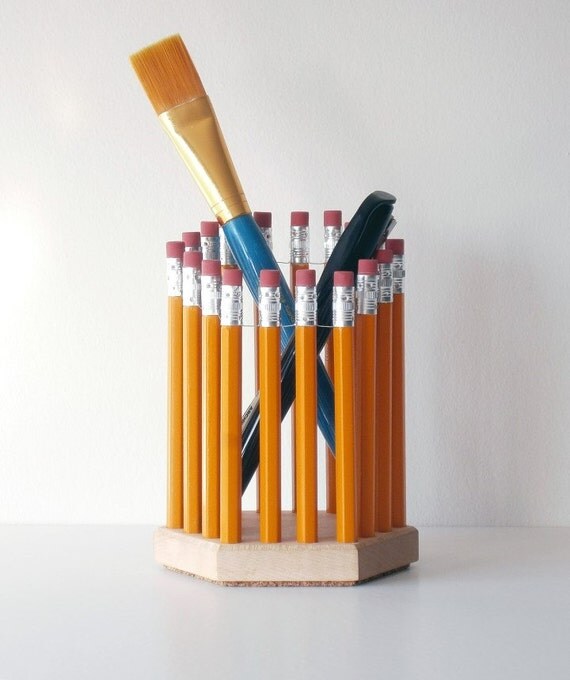 Pencil Holder Wood Pencil Holder Pencil Pot Made by IglooStudioInc