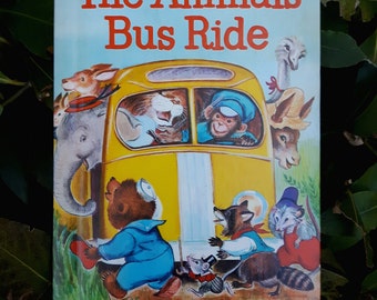 Vintage Rand McNally Junior Elf Book, The Animals' Bus Ride, by Helen Wing, illustrated by Irma Wilde. 1965 19c