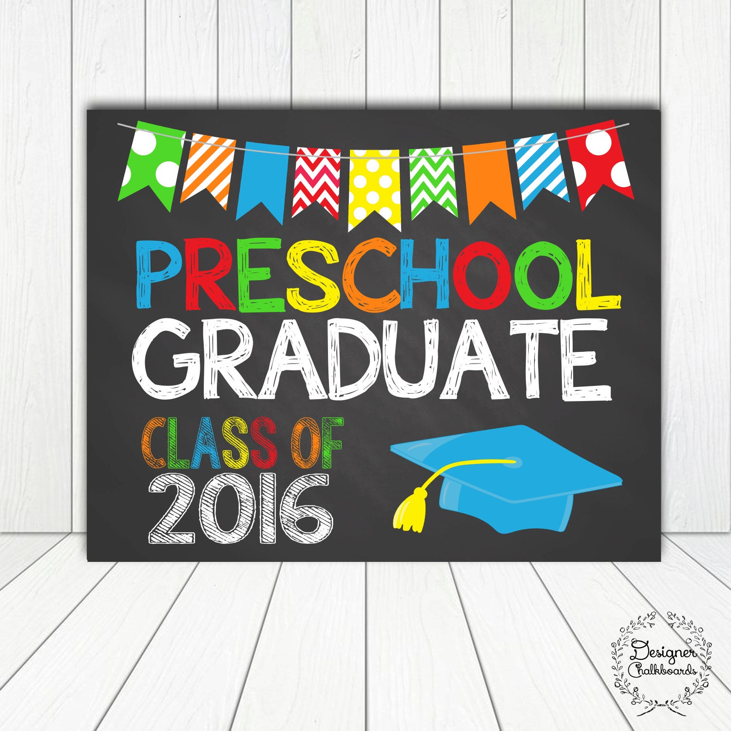 preschool graduation sign chalkboard poster by designerchalkboards