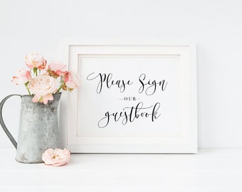 Printable Guest Book Sign, Wedding Sign, Wedding Decor, Guest Book, Wedding Printable - A06