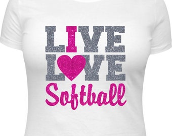 Softball Shirt, Girls Softball Shirt, Softball Gift, Softball T-Shirt, Girls Softball Gifts, Love Softball, I Live Love Softball