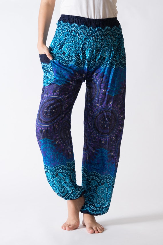 hippie pants yoga clothing flower design women by Hippielifeshop