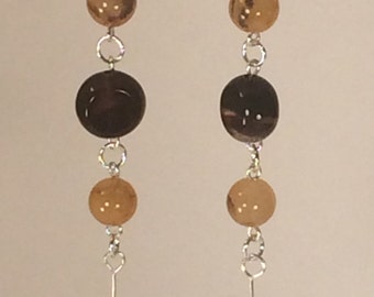 Drop Earrings in Brown and Gold