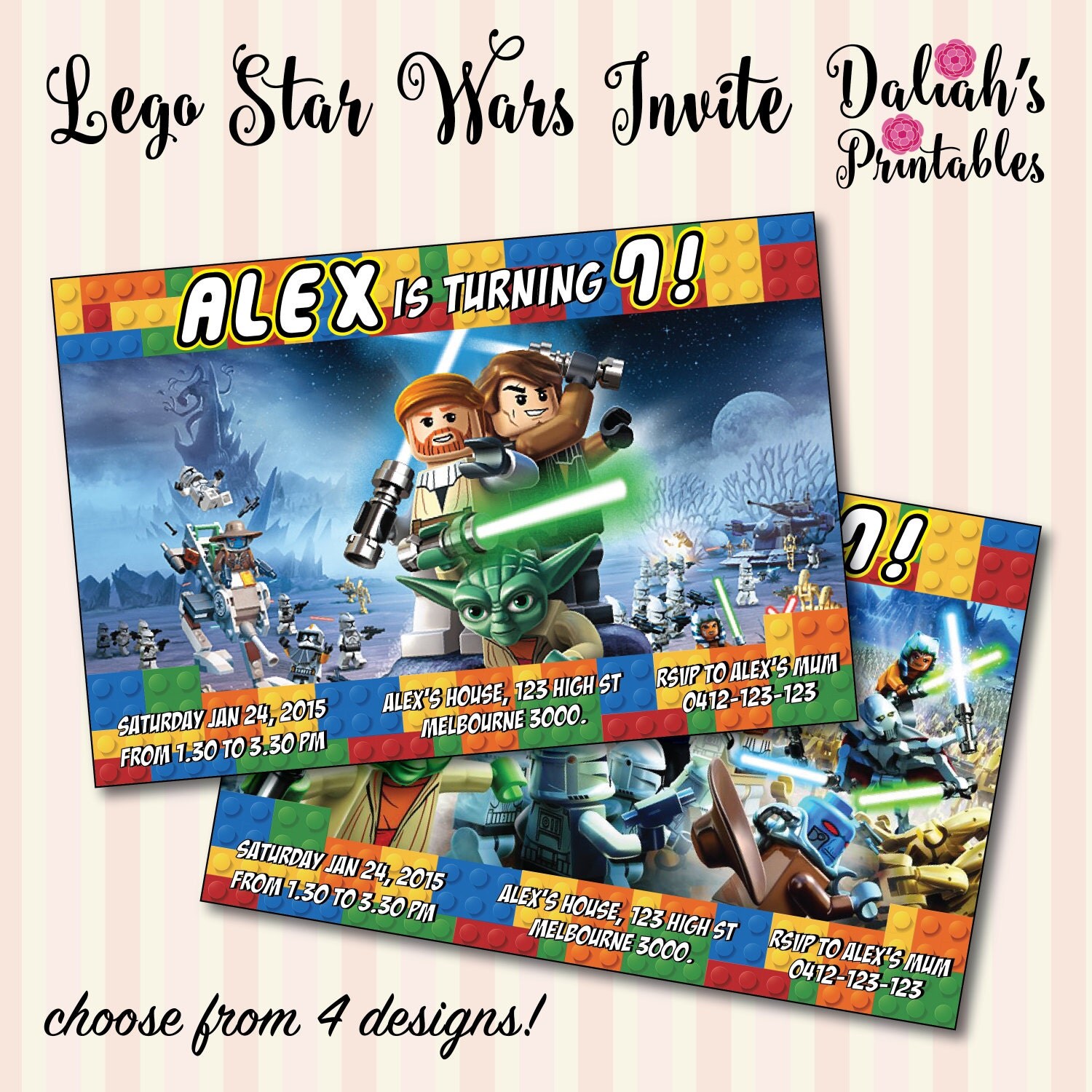 Lego Star Wars Invitation. Choose from 4 by DaliahsPrintables