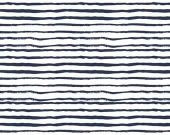 Abstract Stripe Navy Quilting Fabric. Fabric by the Yard. Woodland Fabric. Navy Fabric. Stripe Fabric. Boy Nursery Fabric Knit Jersey Fabric