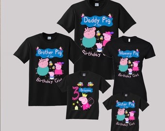 Peppa pig Birthday Shirt Custom personalized shirts for all family, Black