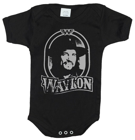 Waylon Jennings black baby onesie bodysuit